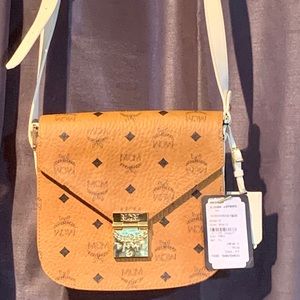 MCM Small Visetos Cross Body Shoulder Bag Cognac